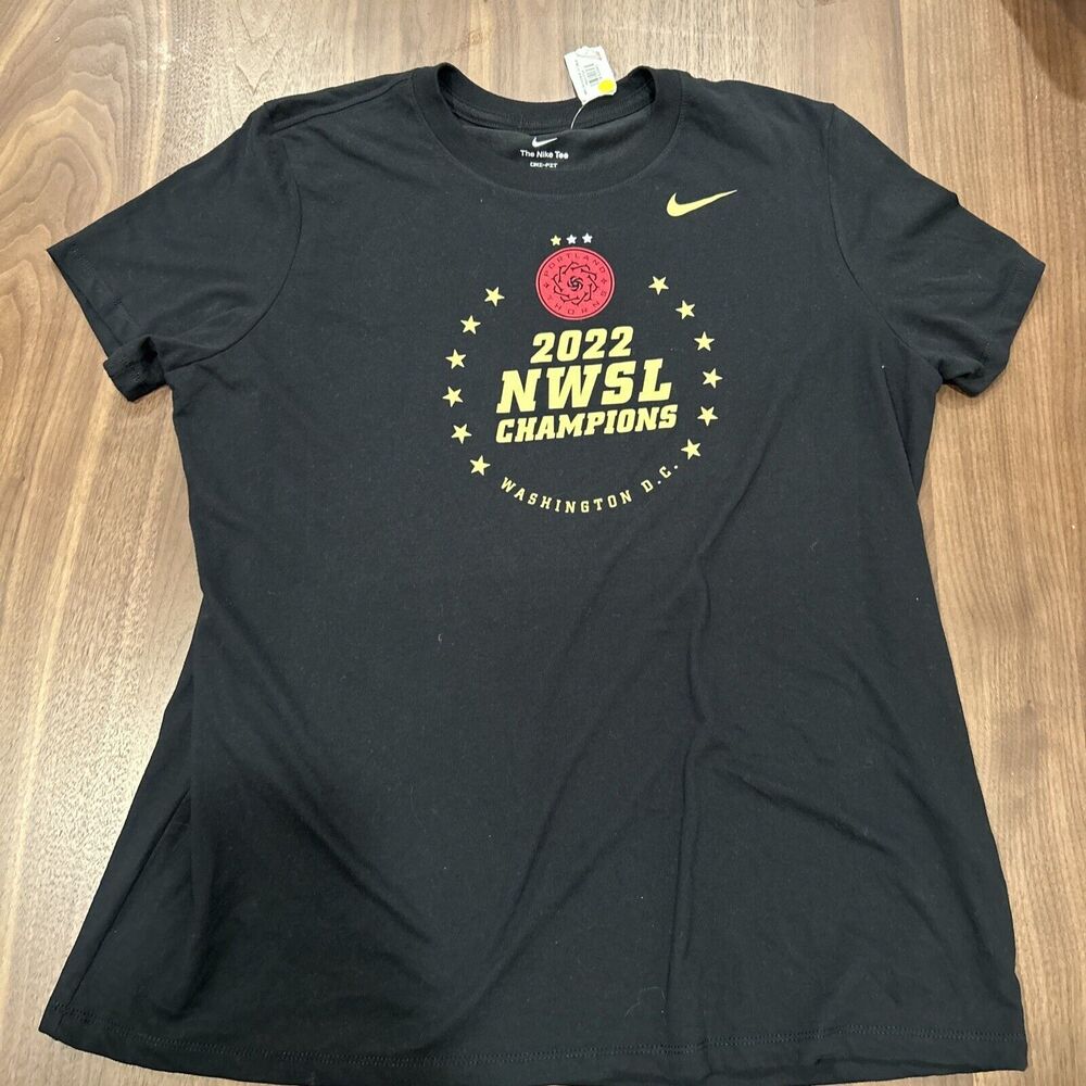 New 2022 NWSL Champions Portland Thorns Nike Women's Black Tee Shirt Size XL